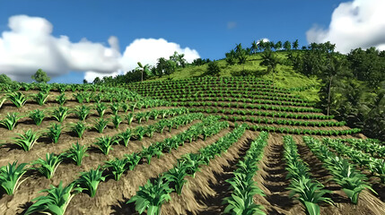 Terraced Farmland With Lush Greenery