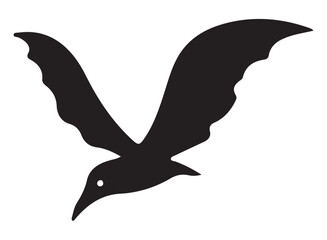 Stylized silhouette of a bird in flight.