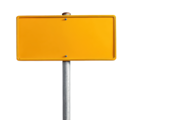 Blank Yellow Signpost on Black Background, isolated on transparent background, perfect cutout, PNG