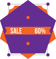 Vibrant Sale Badge Overlay on Geometric Background - 60% Off Banner Icon