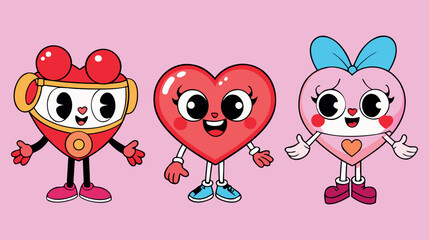 Obraz premium Heart Characters, Cartoon Hearts, Love Icons, Animated Romance, Heart Art, Cute Love, Cartoon Love, Heart Illustration, Romantic Design, Cartoon Romance, Heart Delight, Animated Love, Love Characters,