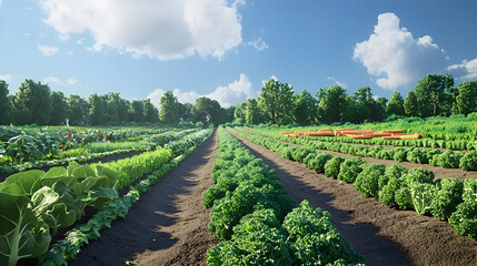 Pixelated Farmland Scene Under Sunny Day
