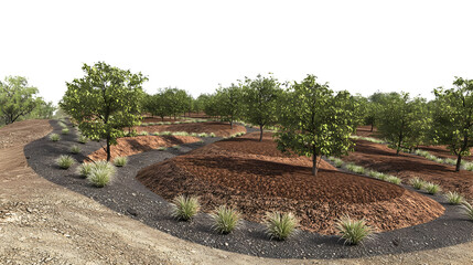 Terraced Farmland With Trees
