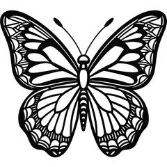 Elegant outline illustration of a butterfly in a minimalist line drawing style perfect for design projects