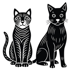 Charming minimalist line art sketches of a cat and dog in a playful friendly design
