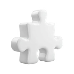 Obraz premium White 3D puzzle piece connection solution teamwork, isolated on transparent background, perfect cutout, PNG