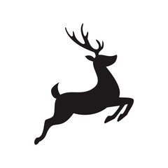 Black Silhouette of a Leaping Reindeer animal