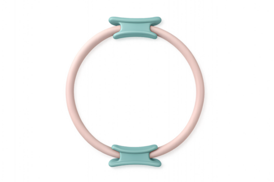 A pastel-colored Pilates ring with smooth, rounded edges, designed for fitness routines aimed at improving flexibility and core strength, resting on a subtle gradient background.