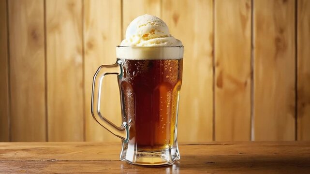 close up of a classic root beer float orbit video