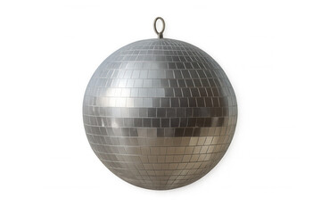 Spinning metallic disco ball creating glittery light patterns, transparent backdrop highlighting festive party atmosphere