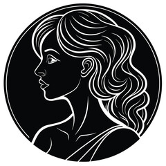Elegant line art silhouette of a woman in profile suitable for fashion and beauty designs