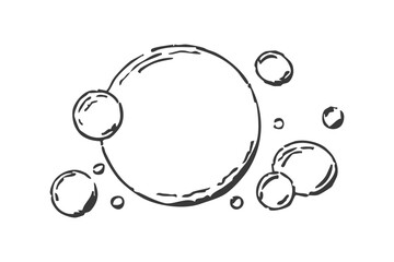 Bubbles fizzy foam doodle sketch hand drawn. Line shampoo bubbles, champagne gas linear. Water balls. sparkles.