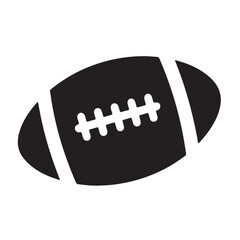 Black American Football Icon with White Laces and Stripes