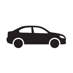 Minimalist Black Sedan Car Icon Side View