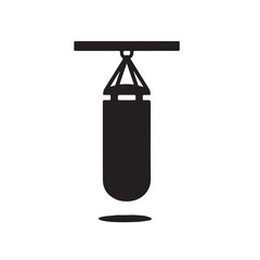 Black Punching Bag Silhouette Icon on White Background