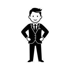Cartoon businessman standing confidently