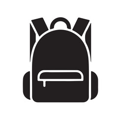 Black Backpack Icon Silhouette on White Background