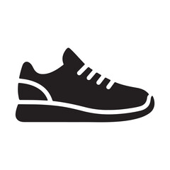 Black Athletic Shoe Icon on White Background