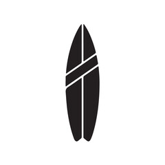 Stylized Black Surfboard Silhouette with Modern Design on White Background