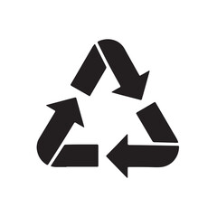 Black Recycling Arrows Symbol on White Background