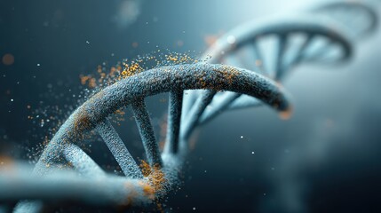 Luminous double helix dna structure on dark background