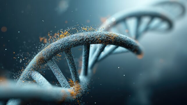 Luminous double helix dna structure on dark background