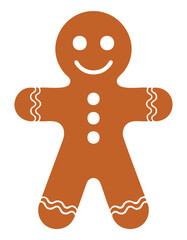 Gingerbread man cookie with white icing details christmas