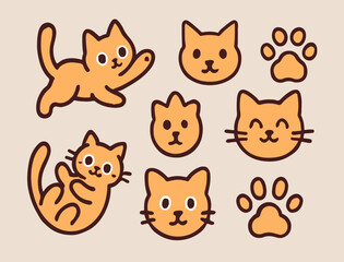Fototapeta premium Cat icon vector set in modern styles with cute playful design for pet and animal graphics