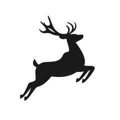 Jumping Reindeer Silhouette on White Background vector
