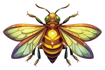 Stylized Illustration of a Bee with Glowing Details and Intricate Wing Patterns an Artful Depiction of Nature's Beauty