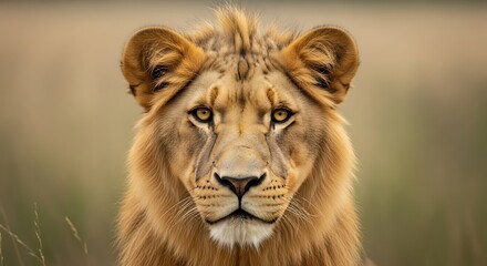 Fototapeta premium Majestic African Lion Portrait.