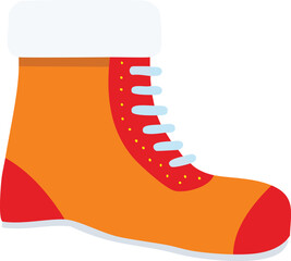 Orange winter boot with white fur trim Keywords: boot, winter boot, footwear, orange boot, fur