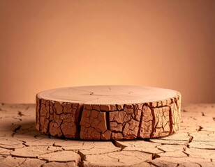 Fototapeta premium Cracked Earth Texture Podium for Product Display in Studio Setting