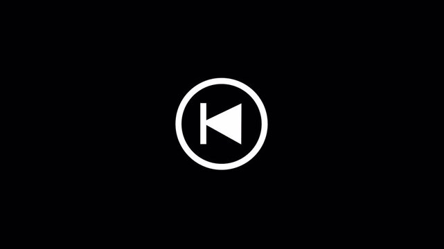 Rewind sign white symbols icon symbol animation on black background. Fast forward sign moving forward


