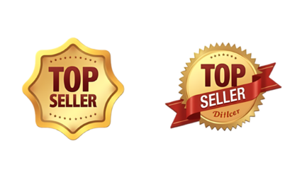 Top seller icon set PNG premium 3d badge label design on transparent background