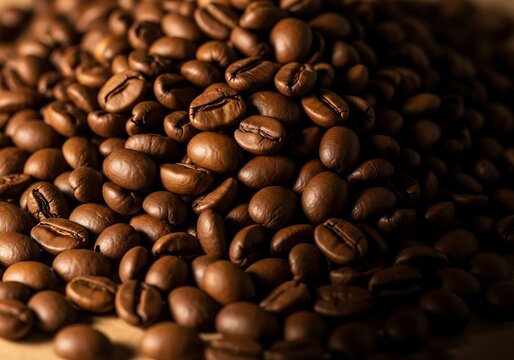 Roasted coffee bean pile offering rich aroma and caffeine boost