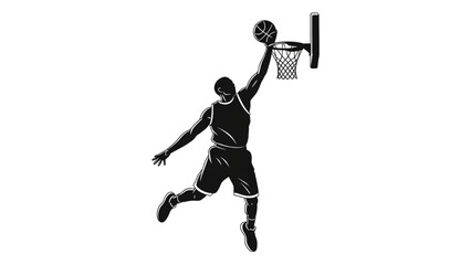Basketball and Basketball Player Vector Silhouette Illustration Set AI EPS PNG