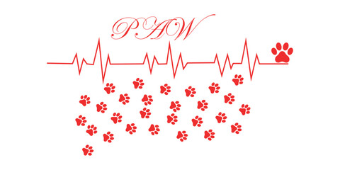Paw print of dog isolated on transparent background. cat paw print. cat walk foot print. Paw print of dog
