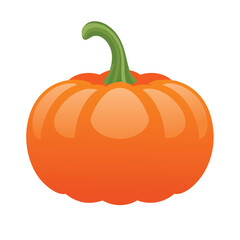 Shiny Orange Pumpkin with Green Stem fall autumn