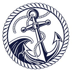 Vintage anchor badge logo design for sailors and nautical themes