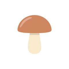 Simple Brown Mushroom Illustration on White Background