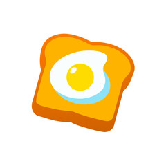 Cartoon toast with fried egg illustration on transparent background