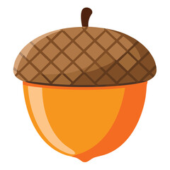 Single Acorn with Textured Cap on White Background
