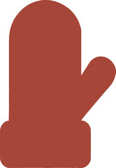 Single brown mitten icon on white background glove