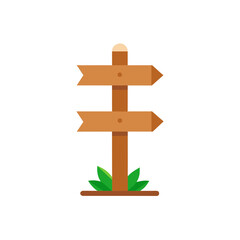 Wooden signpost with directional arrows here on transparent background