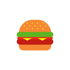 Illustration of a simple cartoon hamburger on transparent background