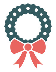 Teal Christmas Wreath with Coral Bow holiday decoration