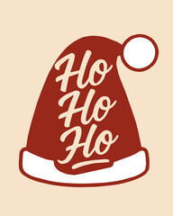 Christmas lettering design. Text Ho Ho Ho inscribed in the silhouette of the Christmas tree.