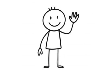 Cartoon character waving with friendly gesture, transparent background, ideal for greeting cards and digital communication