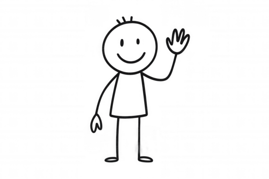 Cartoon character waving with friendly gesture, transparent background, ideal for greeting cards and digital communication - Powered by Adobe